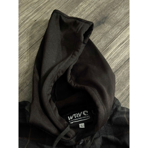 WRV Brand New with Tags Black and Grey Hooded Skater Surfer Vibe Flannel Size L - Picture 8 of 8